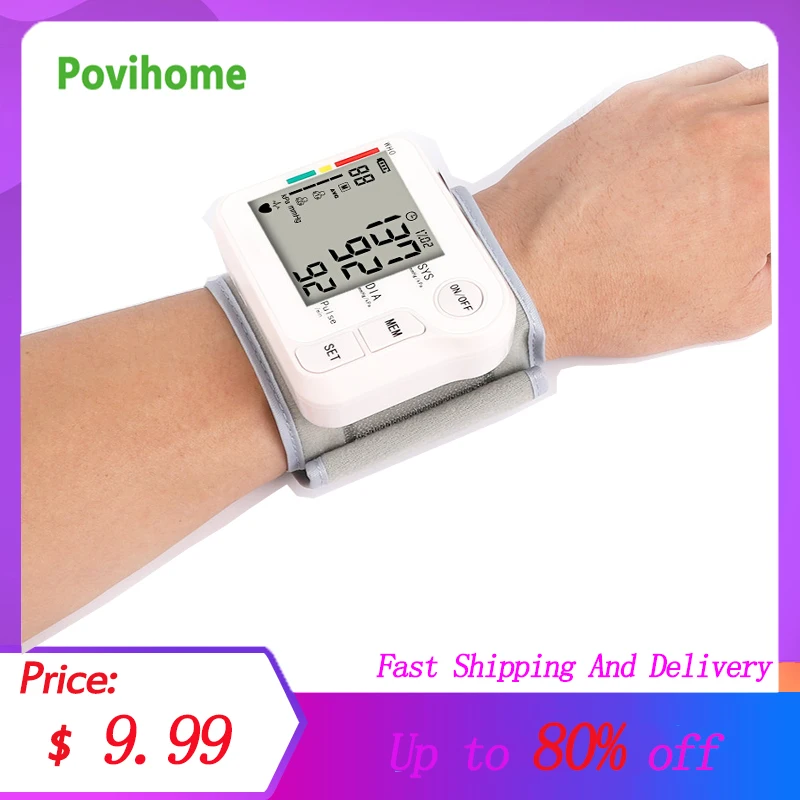 

Wrist Automatic Blood Pressure Monitor Digital Thermomet Tonometer Tensiometer Heart Rate Pulse Meter BP Monitor Medical Device