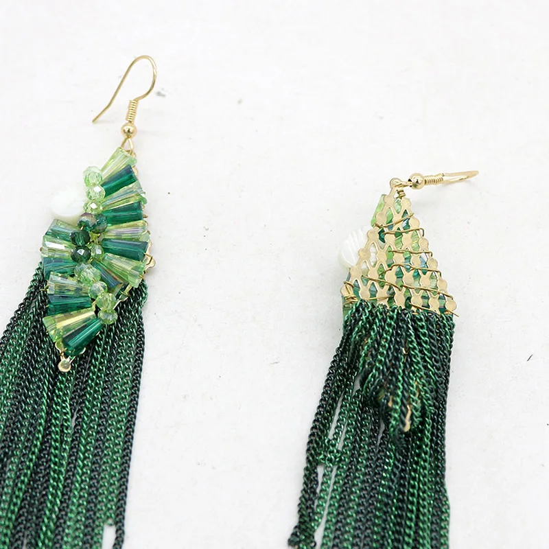 Серьги-подвески с кристаллами женские длинные висячие украшения в богемном