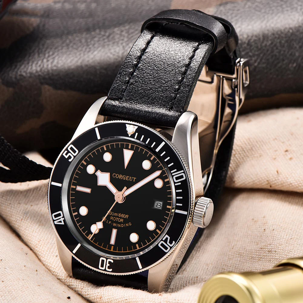 Часы мужские механические с сапфировым стеклом и датой 41 мм | Наручные часы