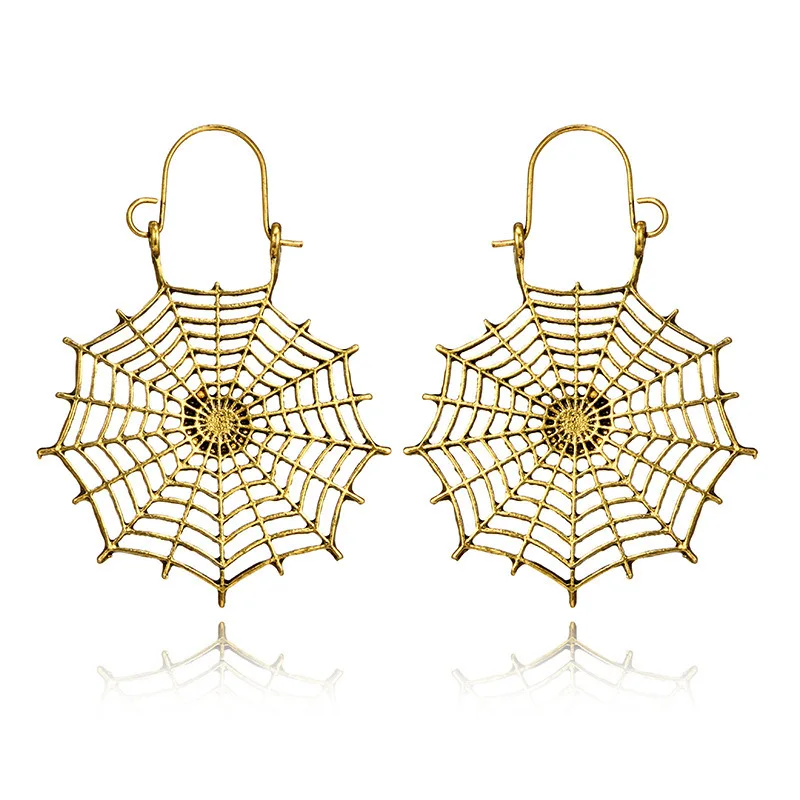 Boho Hollow Out Antique Gold Gypsy Tribal Ethnic Drop Dangle Earrings for Women Flower | Украшения и аксессуары