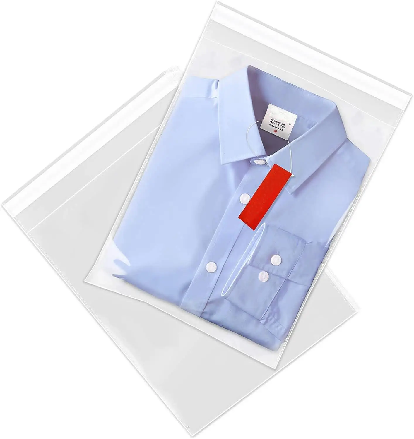 

100 Pack Poly Transparent Bag Opp Self Adhesive Plastic Bag for T Shirt, Clothes Packaging Clear Storage Bag