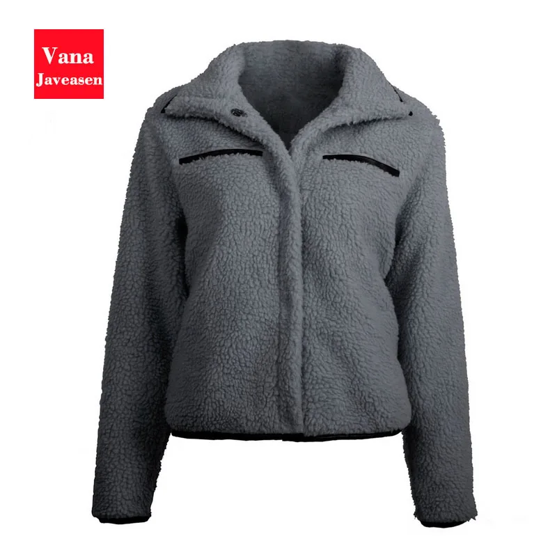 

Slim Faux Fur Jackets Women Coat Autumn Lambswool Turn-down Collar Streetwear Office Lady Long Sleeve Patchwork Outerwear Tops