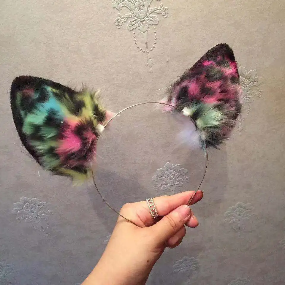 MMGG новые цветные леопардовые волки кошки лисы уха обруч для волос Необычные