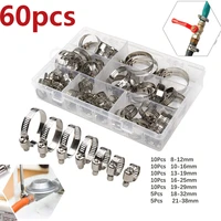 5060pcs 8mm 38mm pipe hose clamps stainless steel hoop clamp automotive fuel pipe tube clip hardware spring water plumbing