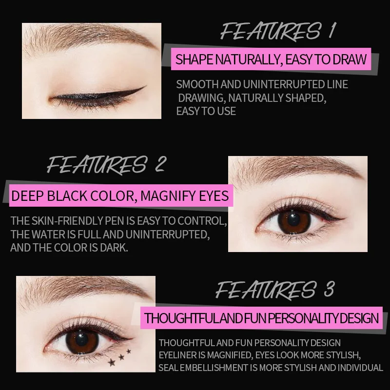 SHVYOG подводка для глаз с двойной головкой ЧЕРНЫЙ жидкий черный стойкий