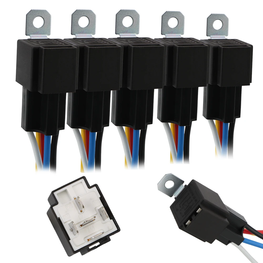 

5pcs/set Relay Switch Harness Set Blade Fuse with Wires Car Fuse 30A Car Accessories 5 Pin SPST Automotive Electrical Relays