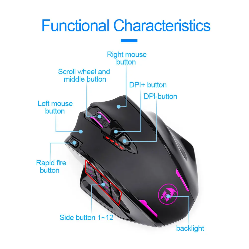 Redragon Impact Elite USB Wireless 2.4G Gaming RGB Mouse 16000 DPI Programmable Optics Mice For Computer Gamer PC M913 | Компьютеры и
