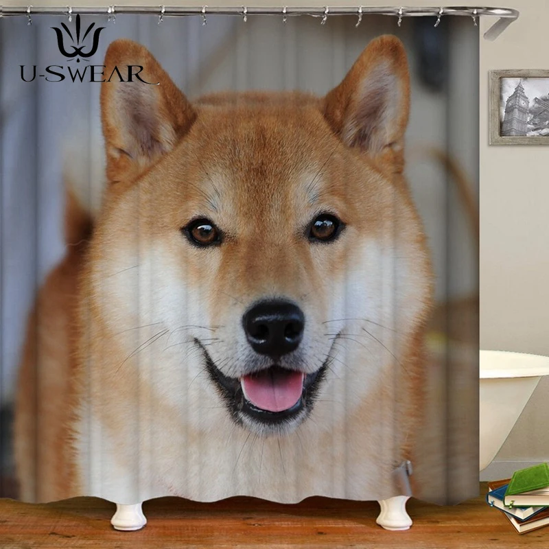 Водонепроницаемая ванная завеса с забавным и милым принтом домашних животных, набор для ванной комнаты.
