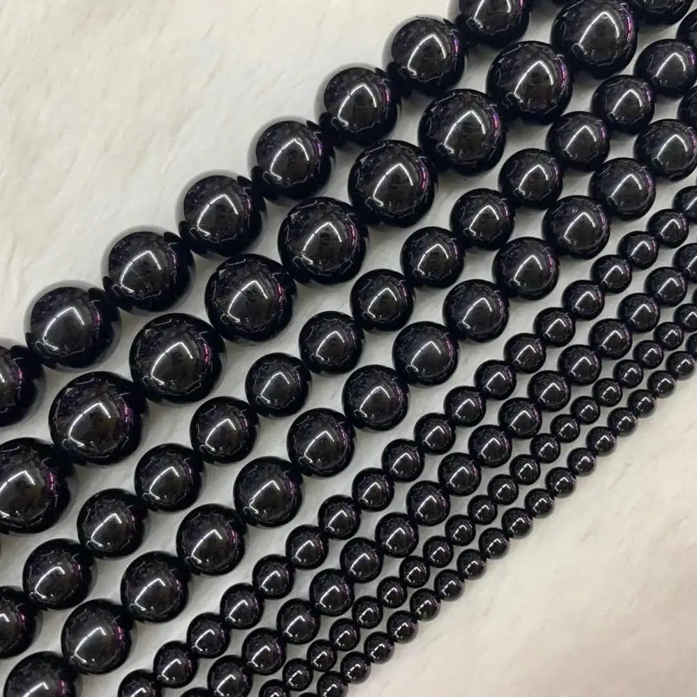 

Бусины из черного турмалина, бусины из натурального камня, бусины для самостоятельного изготовления ювелирных изделий, нитка 15 дюймов (38-40 с...