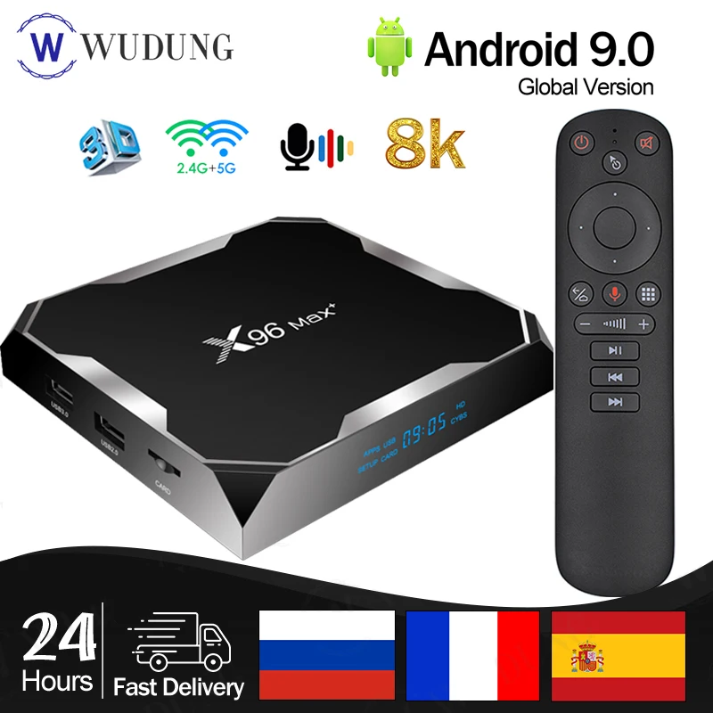 

iptv X96 Max Plus Android 9.0 Smart TV Box Amlogic S905X3 Quad Core 4G 32G/64G 2.4G&5.0G Dual WIFI BT4.0 8K HD Set-Top Box