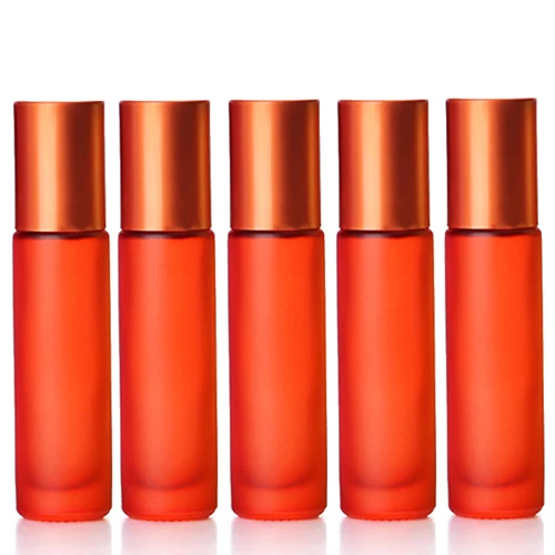 5pcs Orange 1/5/10 шт 10 мл Портативный толстые Стекло ролик эфирное масло в виде флаконов парфюма путешествий многоразового использования, матовый цветной ролик с шариком-роллером - Цвет: 5pcs Orange