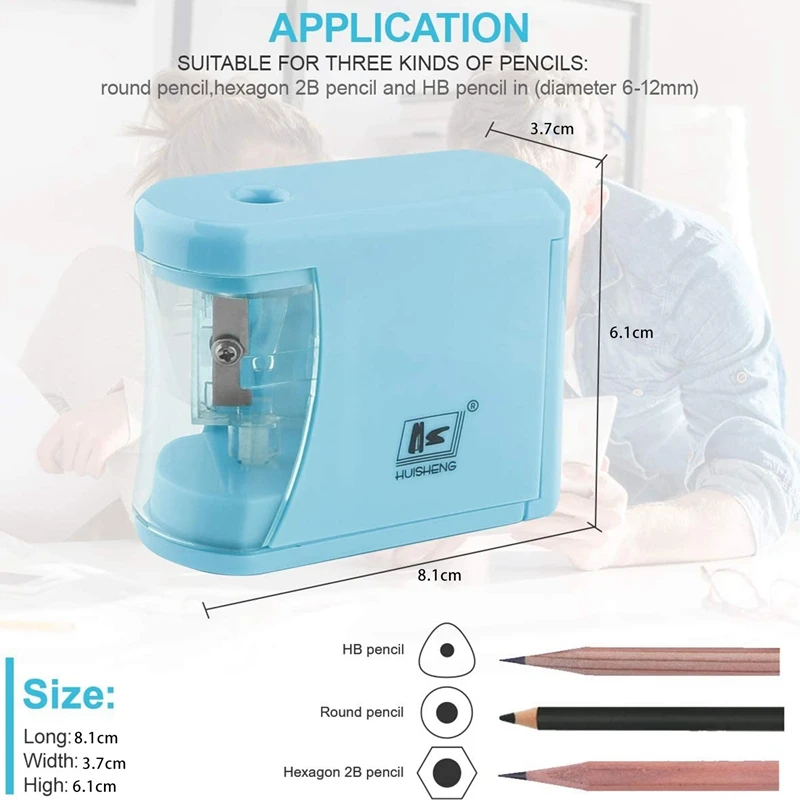 

HUI SHENG 2 PCS Kids Electric Pencil Sharpener,Fast Sharpen to Prevent Accidental Opening Can Automatic Stop for Students/Office