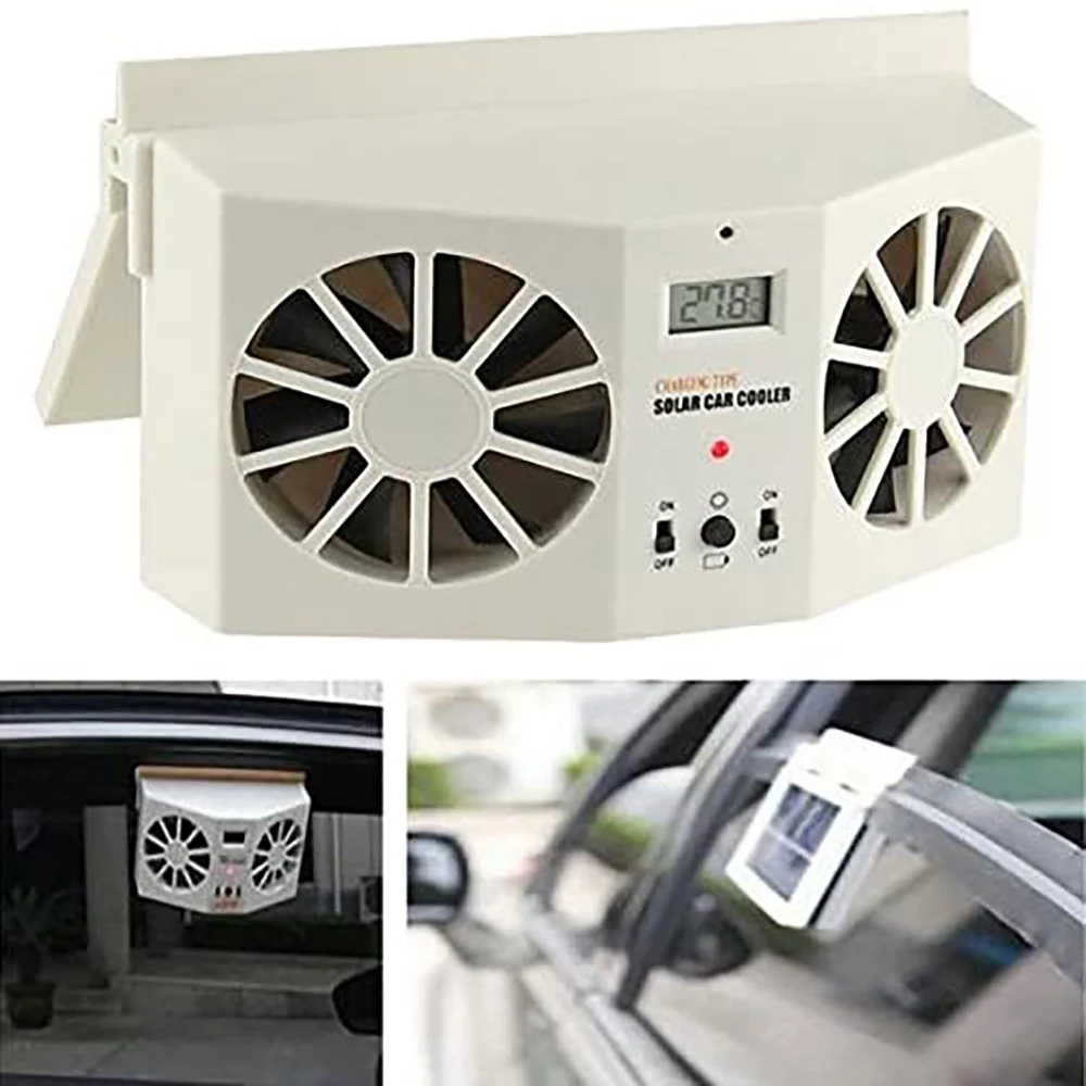 

2 Portable Cooler Solar Fan Energy Exhaust Vent Air Cooler Conditioner Safe Car Auto Fan Cooling Exhaust Ventilating Fan