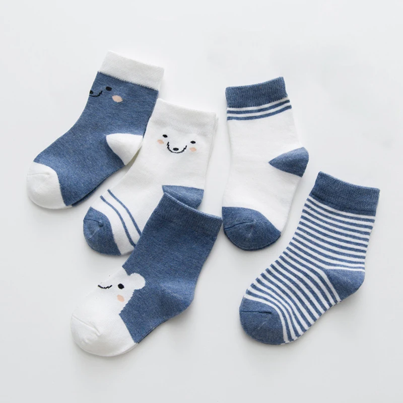 Носки детские Бесшовные Короткие в полоску с рисунком лотоса 5 парт/лот | Детская