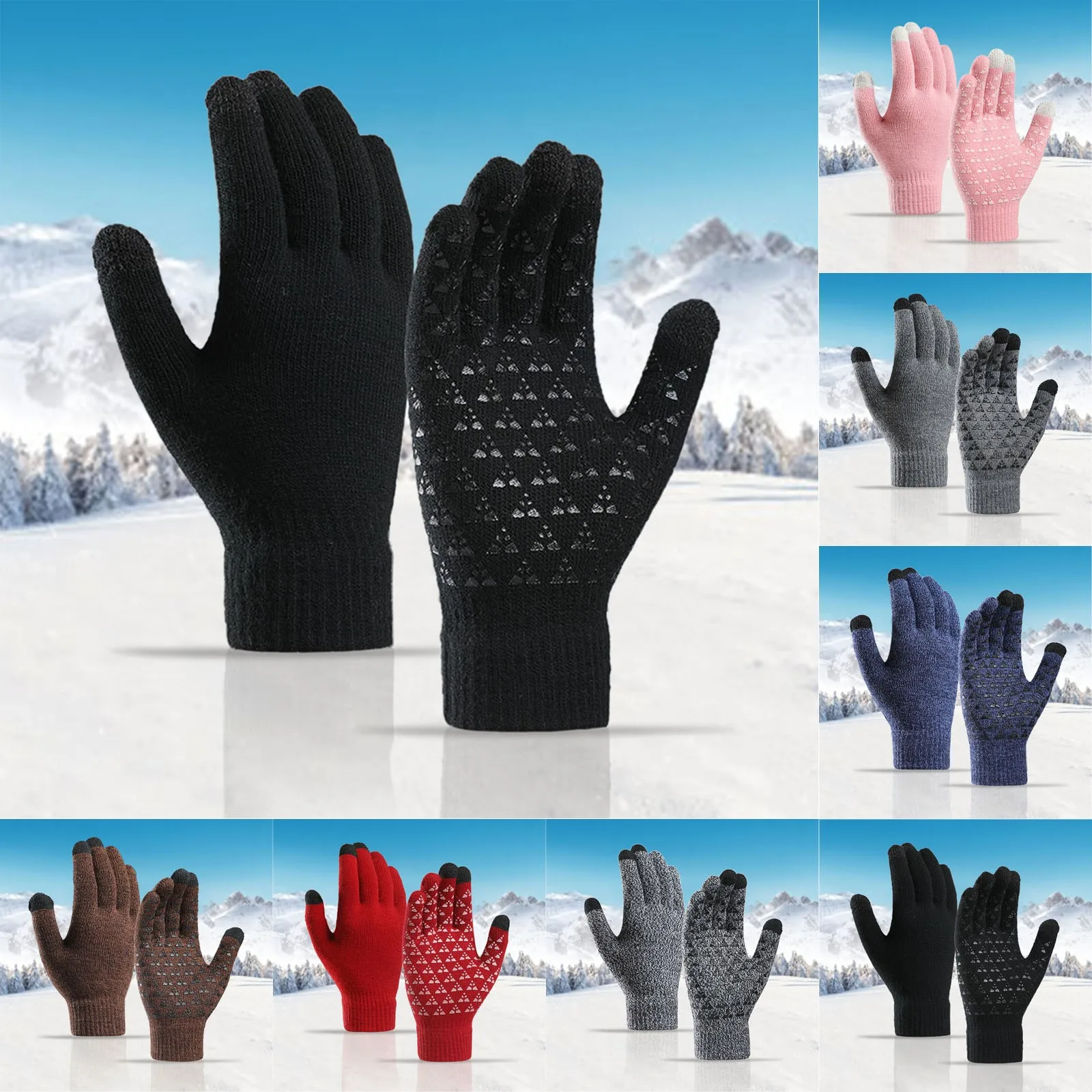 

Winter Upgraded Touch-screen Anti-slip Gloves Elastic Cuff Thermal Soft Knit Lining Gloves For Men Women Guantes Invierno