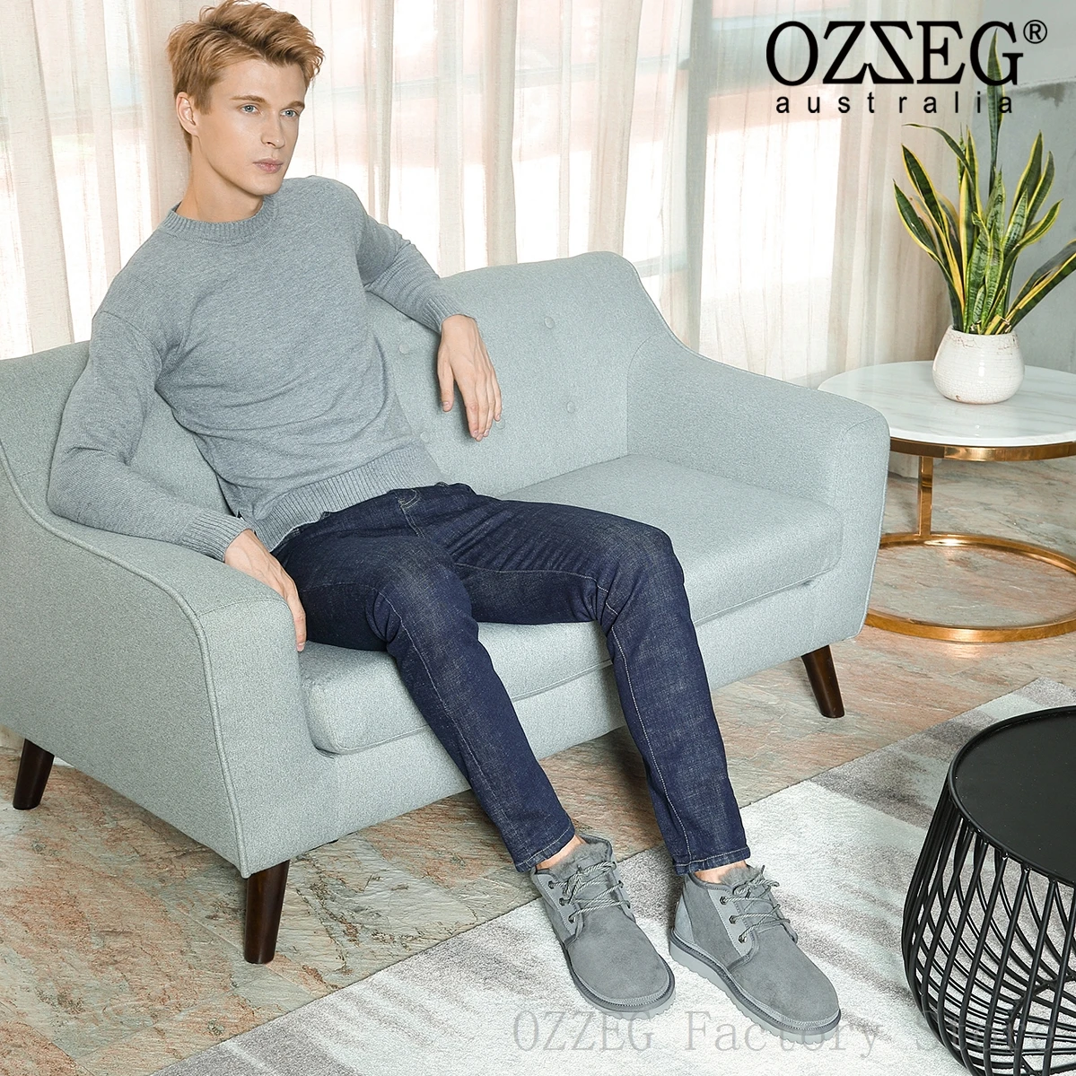OZZEG/Роскошные брендовые классические зимние ботинки Мужские ботильоны из