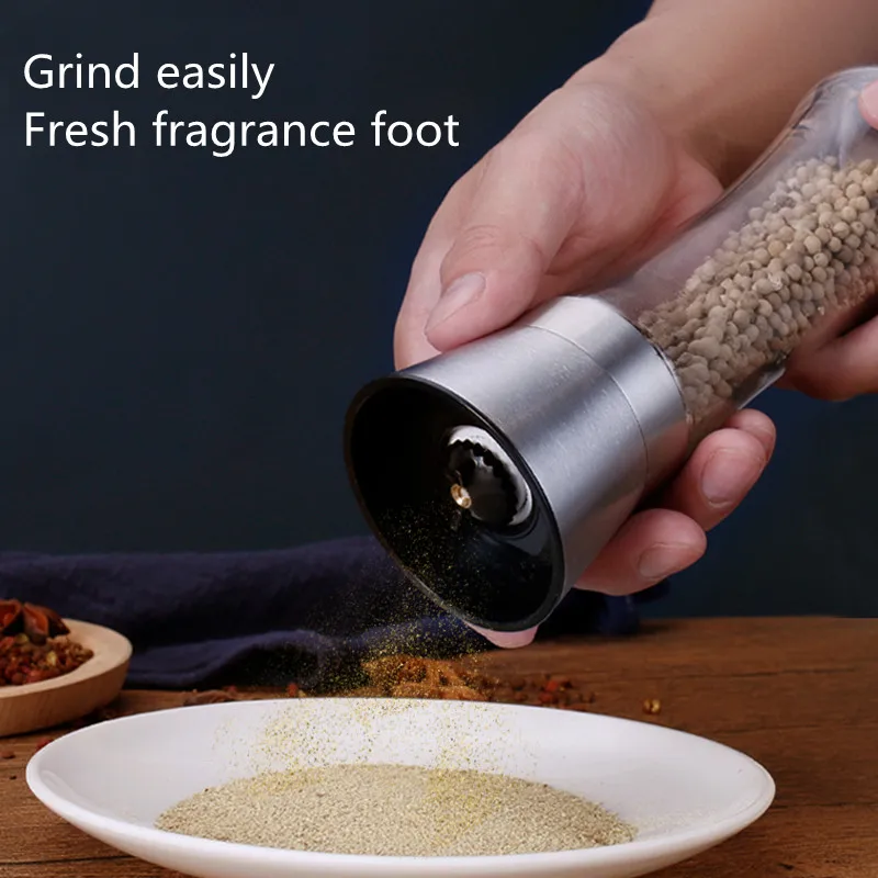 

Stainless steel salt pepper mill manual food herb grinders spice jar containers kitchen gadgets spice bottles glass grinder weed