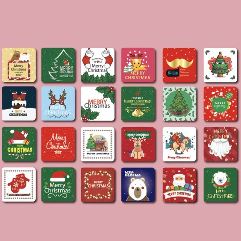 

【Xmas】24 Designs Christmas Card Mini Merry Christmas Card with Envelope Xmas Gift Party Supplies