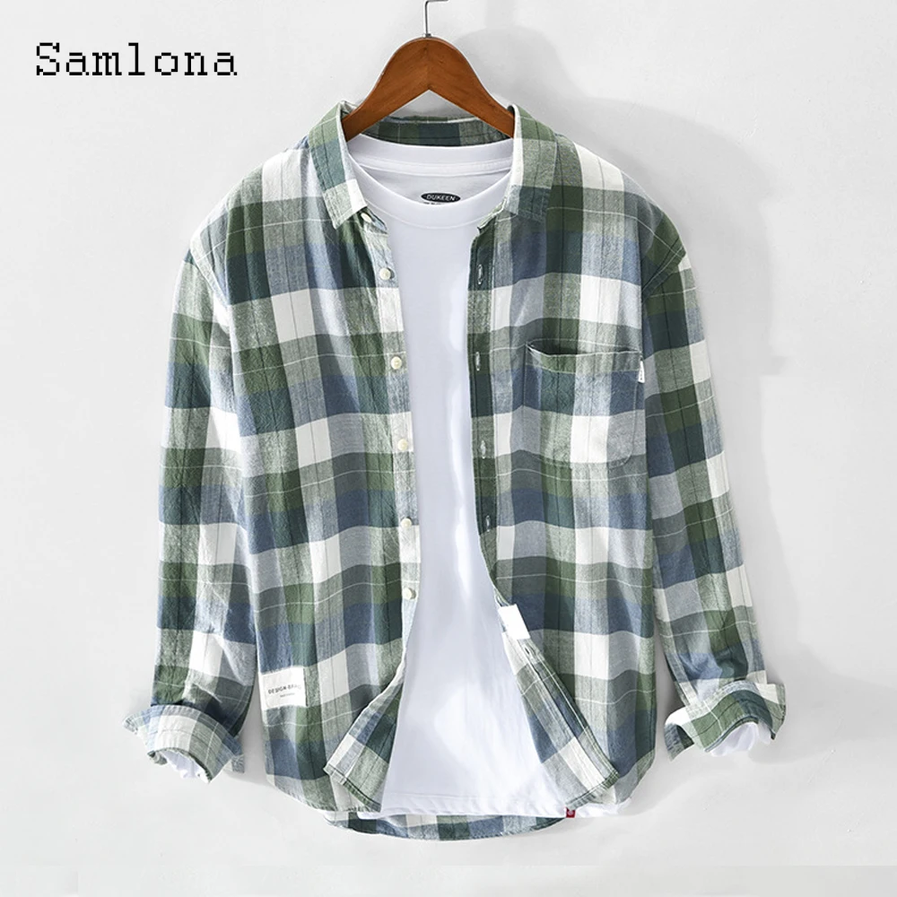 

Женская блузка в клетку, с воротником-стойкой