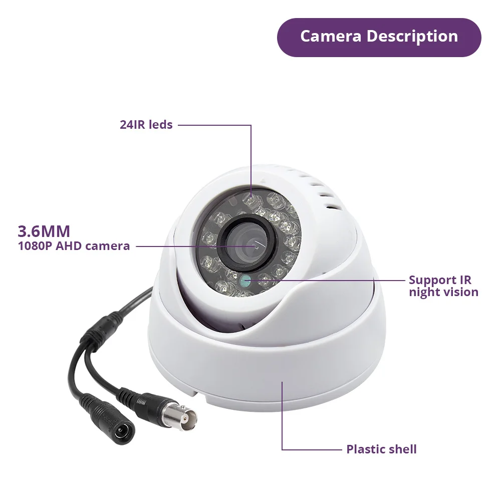 FUERS 2MP 4CH AHD DVR CCTV Камера для наблюдения безопасности Системы Крытый 3000TVL купол