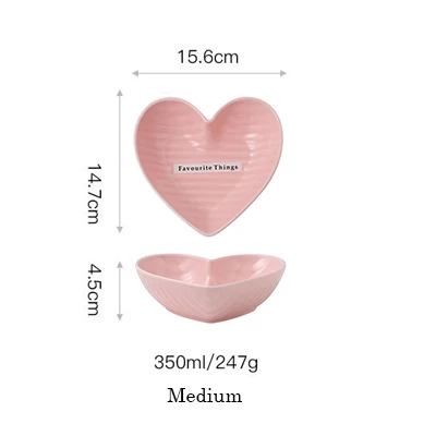 Medium Pink bowl 1 шт. керамическая миска в форме сердца, тарелка для суфле, пудинг, миска для закусок, посуда, фарфоровая десертная тарелка, пара посуды - Цвет: Medium Pink bowl