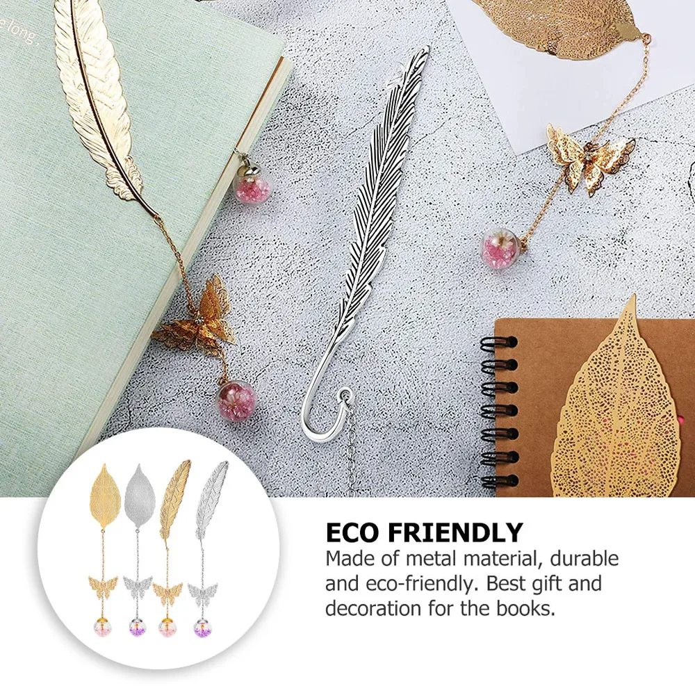 

4pcs Metal Feather Leaf Shape Students with Chic Pendant