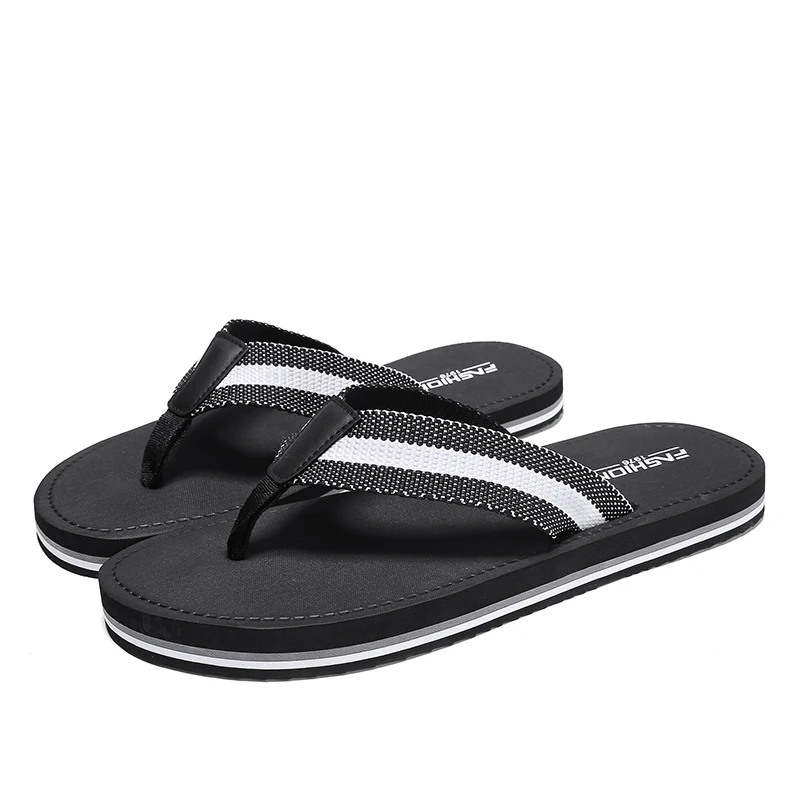 Шлепанцы мужские в полоску сланцы с высоким верхом повседневная обувь для ванной