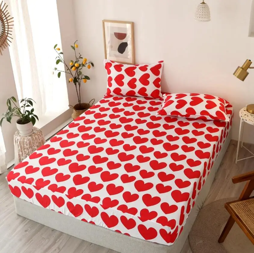 

3Pcs Aloe Cotton Fitted Sheet Mattress Cover Four Corners with Elastic Band Bedding Sheet with Pillowcase Home Textile Bed Linen