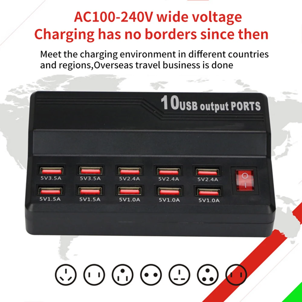 smart usb charger quick charge station usb 12a power 60w usb charger socket porous usb adapter for ipad tablet mobile phone free global shipping