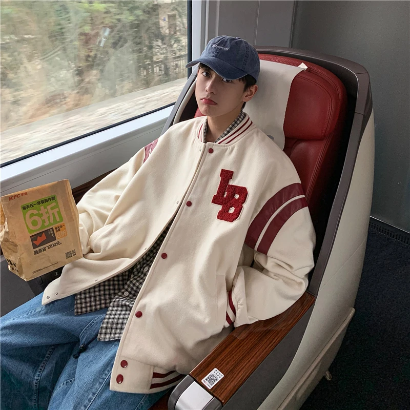 

Men's Baseball Jacket Loose Oversize Embroid Couple's Coat Varsity College Unisex Couple Boyfriend Style 2021 New Spring&Autumn