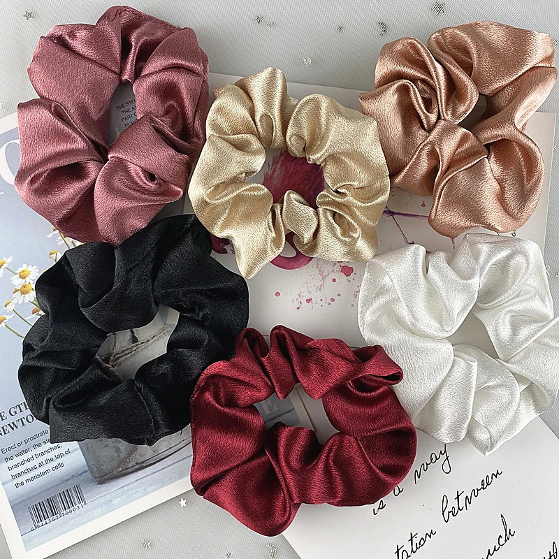 2 шт/набор 3 54 дюймов атласного шелка рещинки для волос женщин однотонные резинка