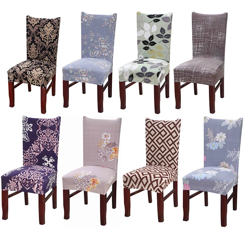 Новые печатные цветы эластичная обеденная накидка на стул из спандекса стрейч