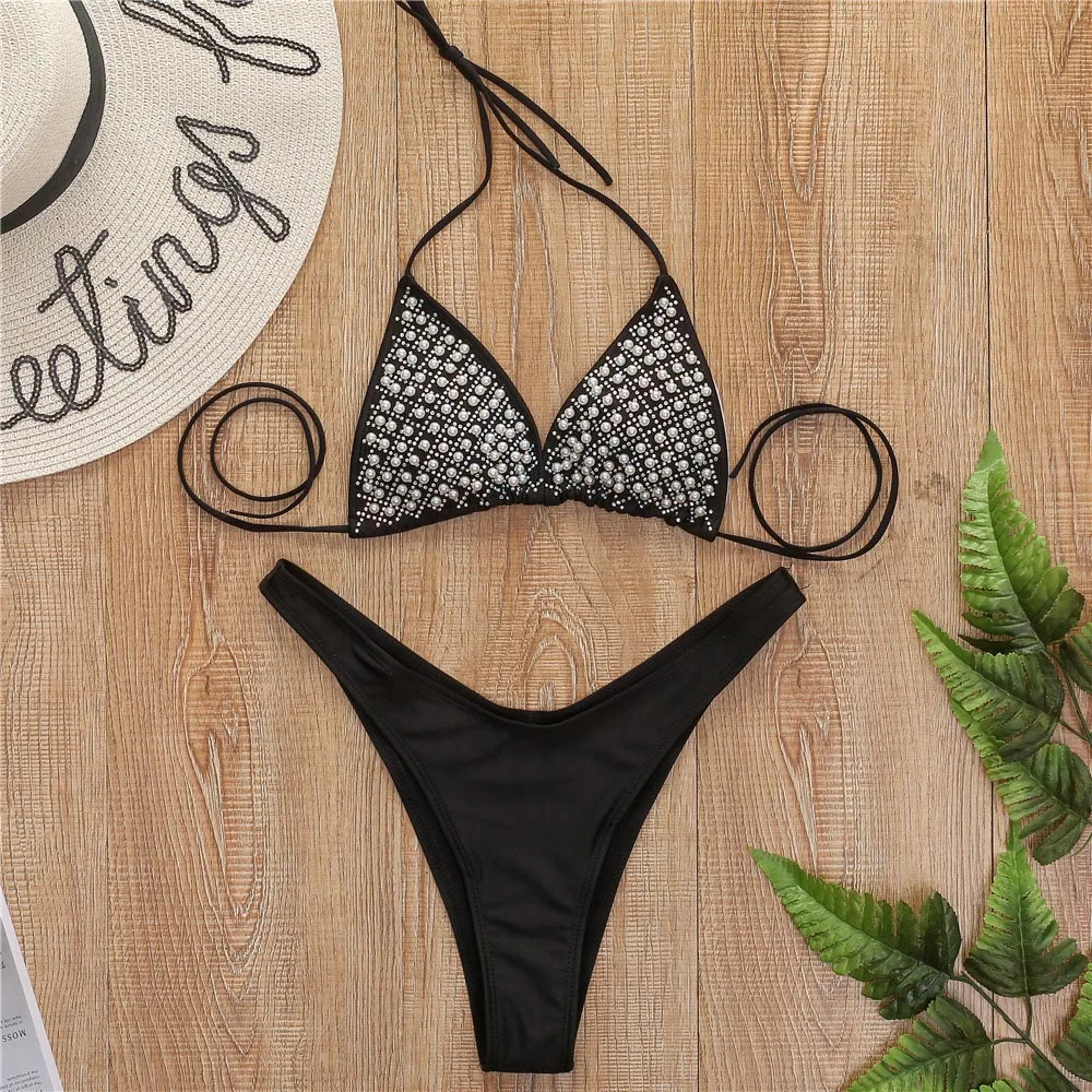

Diamond crystal Bikinis 2020 Mujer bathing suit Triangle Sexy Female Swimsuit Push up Swimwear Women bathers Micro Bikini