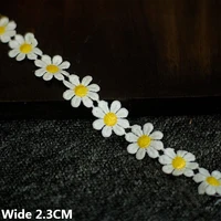 2 3cm wide white cotton embroidered ribbon 3d daisy flowers fabric lace appliques collar neckline trim diy sewing guipure decor