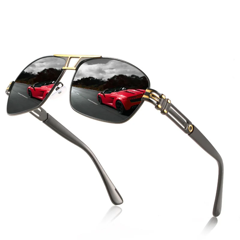 Квадратные поляризационные солнцезащитные очки для мужчин винтажные