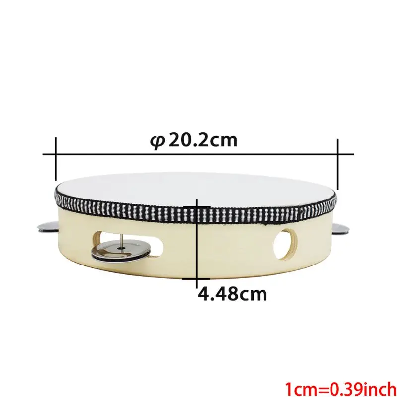 

Q1FF 8" Hand Held Tambourine Drum Bell Birch Metal Percussion Musical