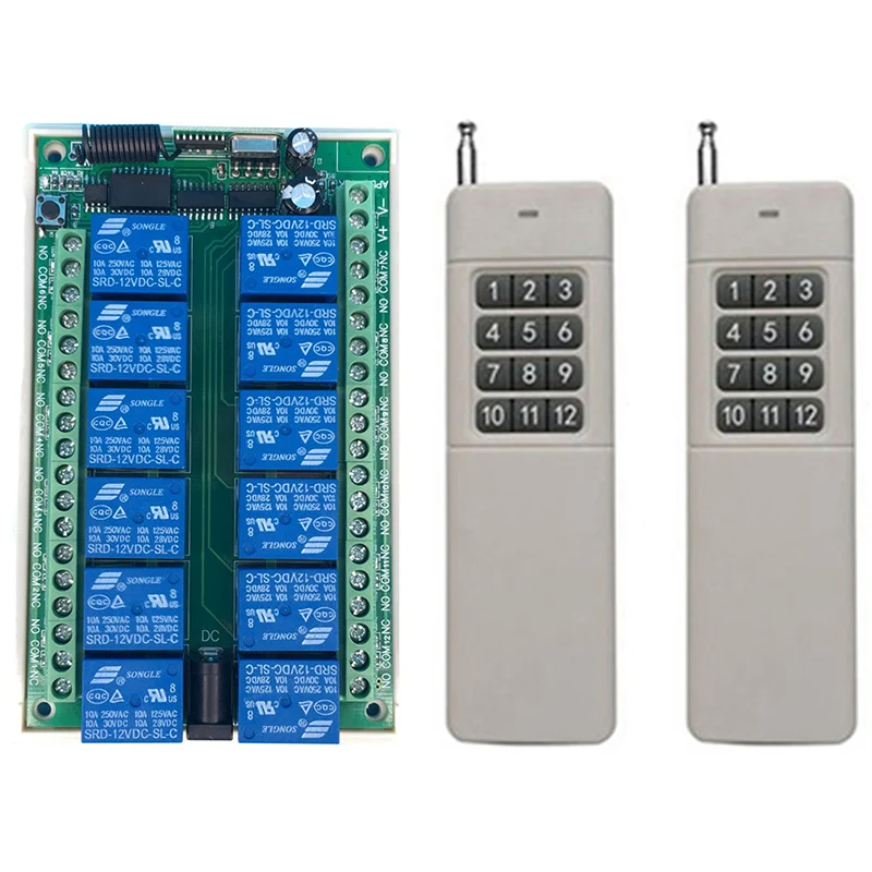 3000m AC/DC 12V 24V 10A 12 CH 12CH RF Беспроводной переключатель системы дистанционного