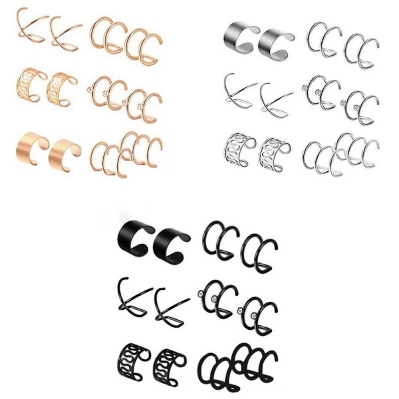 6 пар серебряных сережек из нержавеющей стали клипсы для ушей унисекс модные
