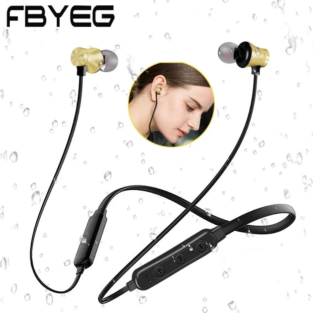 FBYEG магнитные Bluetooth наушники стерео водонепроницаемая Спортивная гарнитура