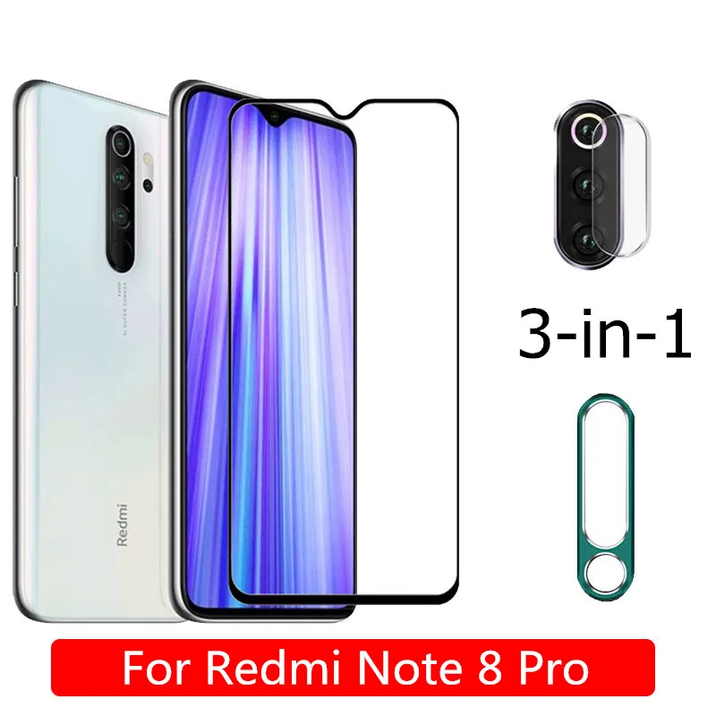 3 в 1 чехол для камеры + Защитная пленка из закаленного стекла Xiaomi Redmi Note 9s 8 Pro 9 Max 8t