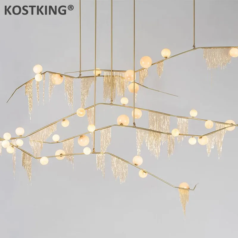 

Minimalism Gold G9 Luminaire Led Chandelier Villa Pendant Tassel Chandelier Lighting Pendant Fixtures Lustre Lamparas