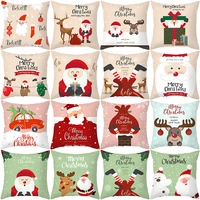 cartoon santa claus cushion cover polyester christmas gift bag gloves pillow case for sofa new year xmas elk letter pillow cover