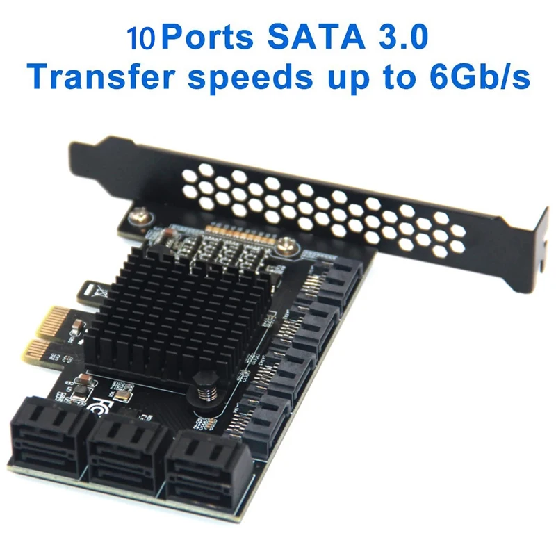 

Chia Mining SATA PCIE 1X Adapter 6/10 Ports PCI-E X1 to SATA 3.0 6Gbps Riser Expansion Card for Desktop PC Computer Add On Cards