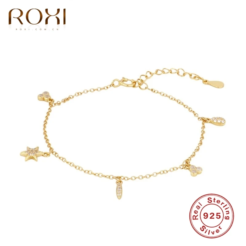 Браслеты ROXI INS с маленькой подвеской в виде звезды клевера для женщин и девушек