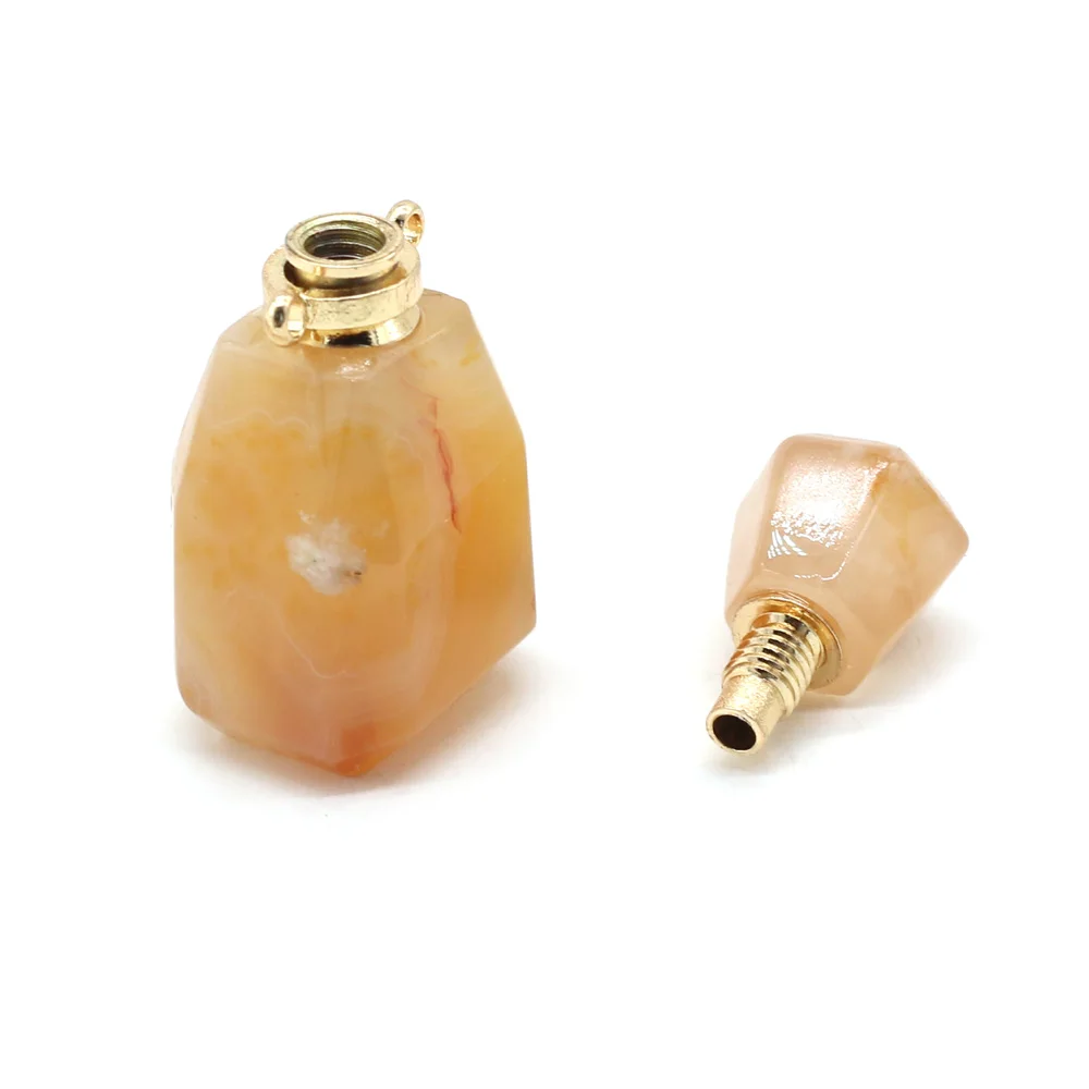 

Natural Stone Perfume Bottle Pendant Charm Cherry Agates Crystal for Fashion Jewelry Making DIY Necklace Accessories