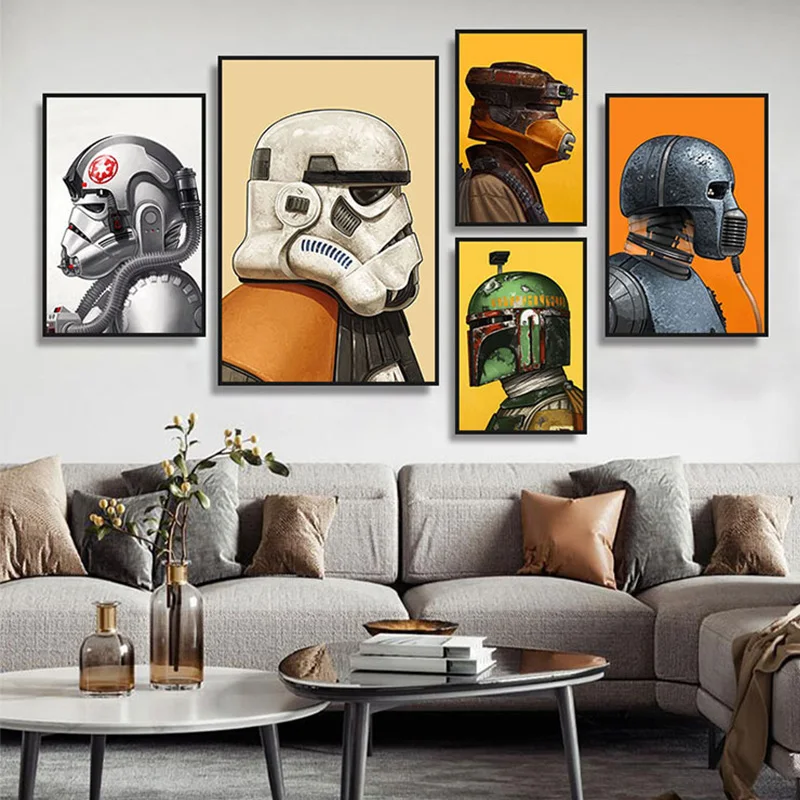 

Star Wars Movie Canvas Painting Black Warrior White Soldier Poster and Print Wall Art Picture Living Home Decoration