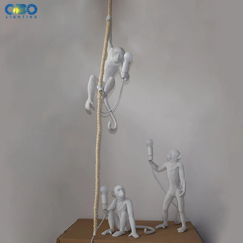 Полимерная Подвесная лампа в виде обезьяны черная/белая Современная