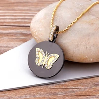 new arrival lucky butterfly pendant women party wedding jewelry charm rhinestone gold color zircon chain necklace gift wholesale