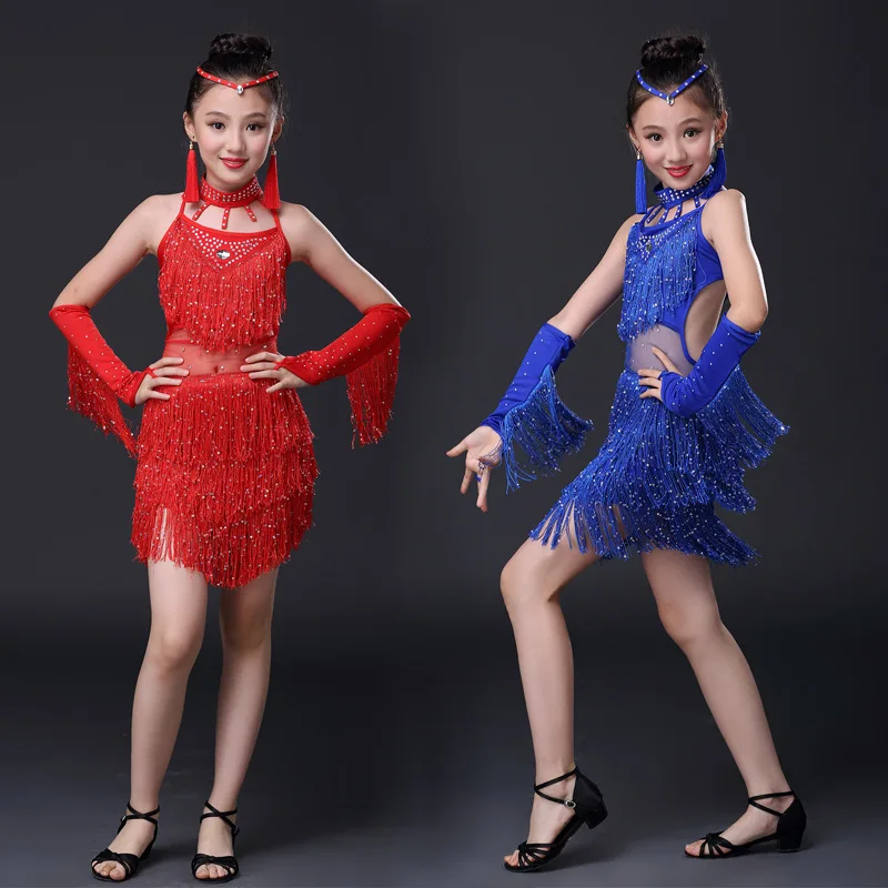 Платье для школьных тренировок девочек платье латиноамериканских танцев с