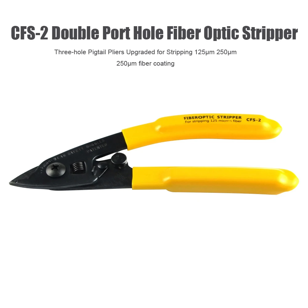 

CFS-2 Double Port Hole Fiber Optic Stripper Three-Hole Pigtail Pliers Upgraded For Stripping 125μM 250μM Fiber Coating